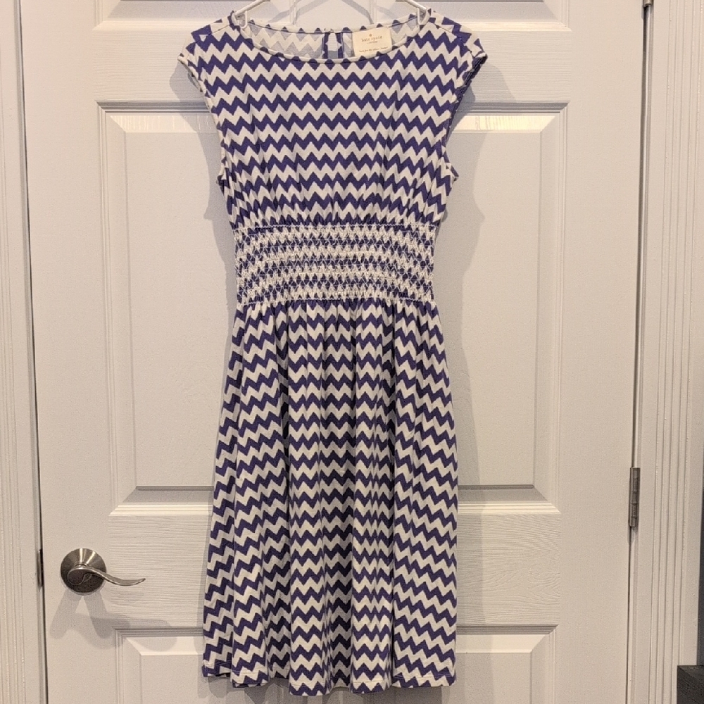 NWOT Kate Spade Purple and White Chevron Dress